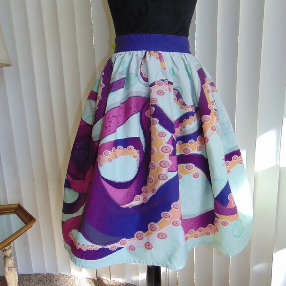 RARE Unique Vintage Purple Octopus Bubble Swing Skirt - Pinup Rockabilly Punk XL - Picture 6 of 12